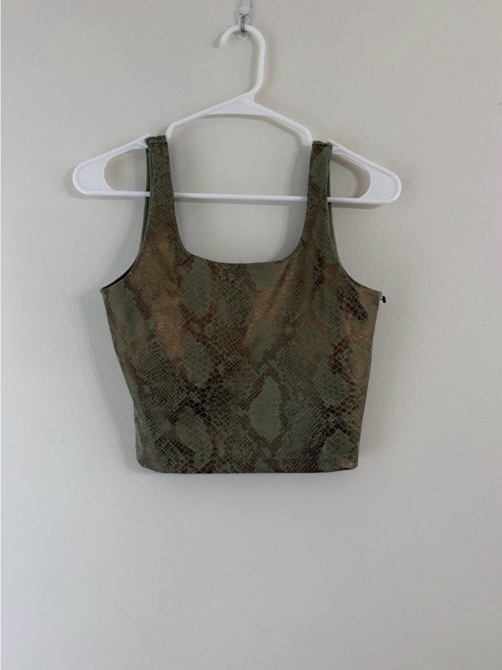 Snake-Print Olive Cropped Tank Top